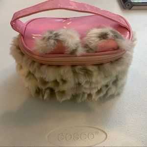 Snow leopard with ears makeup bag